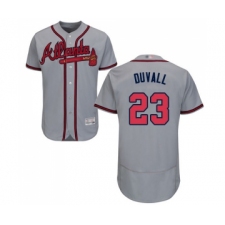 Men's Atlanta Braves #23 Adam Duvall Grey Road Flex Base Authentic Collection Baseball Jersey