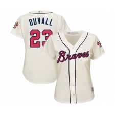 Women's Atlanta Braves #23 Adam Duvall Replica Cream Alternate 2 Cool Base Baseball Jersey