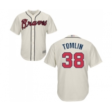 Men's Atlanta Braves #38 Josh Tomlin Replica Cream Alternate 2 Cool Base Baseball Jersey