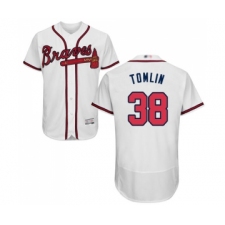 Men's Atlanta Braves #38 Josh Tomlin White Home Flex Base Authentic Collection Baseball Jersey