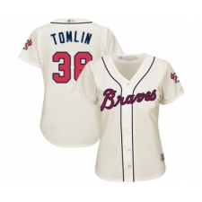 Women's Atlanta Braves #38 Josh Tomlin Replica Cream Alternate 2 Cool Base Baseball Jersey