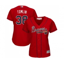 Women's Atlanta Braves #38 Josh Tomlin Replica Red Alternate Cool Base Baseball Jersey