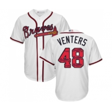 Men's Atlanta Braves #48 Jonny Venters Authentic White Team Logo Fashion Cool Base Baseball Jersey