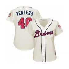 Women's Atlanta Braves #48 Jonny Venters Replica Cream Alternate 2 Cool Base Baseball Jersey