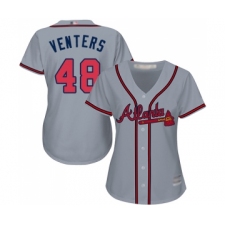 Women's Atlanta Braves #48 Jonny Venters Replica Grey Road Cool Base Baseball Jersey