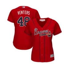 Women's Atlanta Braves #48 Jonny Venters Replica Red Alternate Cool Base Baseball Jersey