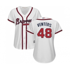 Women's Atlanta Braves #48 Jonny Venters Replica White Home Cool Base Baseball Jersey