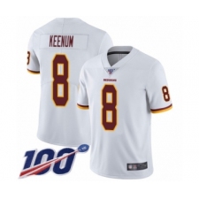 Men's Washington Redskins #8 Case Keenum White Vapor Untouchable Limited Player 100th Season Football Jersey