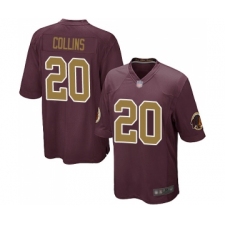 Men's Washington Redskins #20 Landon Collins Game Burgundy Red Gold Number Alternate 80TH Anniversary Football Jersey