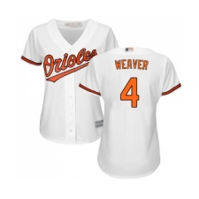 Women's Baltimore Orioles #4 Earl Weaver Replica White Home Cool Base Baseball Jersey