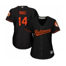 Women's Baltimore Orioles #14 Rio Ruiz Replica Black Alternate Cool Base Baseball Jersey