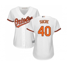 Women's Baltimore Orioles #40 Jesus Sucre Replica White Home Cool Base Baseball Jersey
