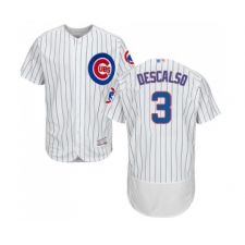 Men's Chicago Cubs #3 Daniel Descalso White Home Flex Base Authentic Collection Baseball Jersey