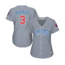 Women's Chicago Cubs #3 Daniel Descalso Authentic Grey Road Baseball Jersey