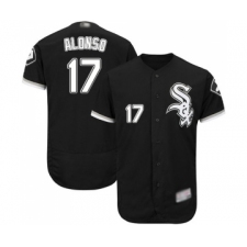 Men's Chicago White Sox #17 Yonder Alonso Black Alternate Flex Base Authentic Collection Baseball Jersey
