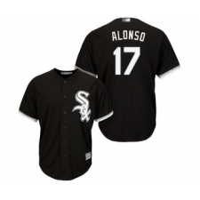 Men's Chicago White Sox #17 Yonder Alonso Replica Black Alternate Home Cool Base Baseball Jersey