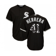 Men's Chicago White Sox #41 Kelvin Herrera Authentic Black Team Logo Fashion Cool Base Baseball Jersey