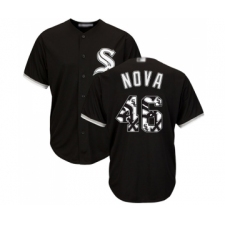 Men's Chicago White Sox #46 Ivan Nova Authentic Black Team Logo Fashion Cool Base Baseball Jersey