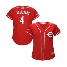 Women's Cincinnati Reds #4 Jose Iglesias Replica Red Alternate Cool Base Baseball Jersey