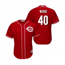 Men's Cincinnati Reds #40 Alex Wood Replica Red Alternate Cool Base Baseball Jersey