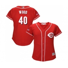Women's Cincinnati Reds #40 Alex Wood Replica Red Alternate Cool Base Baseball Jersey