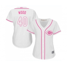Women's Cincinnati Reds #40 Alex Wood Replica White Fashion Cool Base Baseball Jersey
