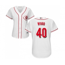 Women's Cincinnati Reds #40 Alex Wood Replica White Home Cool Base Baseball Jersey