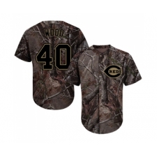Youth Cincinnati Reds #40 Alex Wood Authentic Camo Realtree Collection Flex Base Baseball Jersey