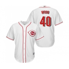 Youth Cincinnati Reds #40 Alex Wood Replica White Home Cool Base Baseball Jersey