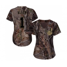 Women's Cleveland Indians #1 Greg Allen Authentic Camo Realtree Collection Flex Base Baseball Jersey