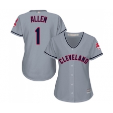 Women's Cleveland Indians #1 Greg Allen Replica Grey Road Cool Base Baseball Jersey
