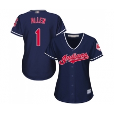 Women's Cleveland Indians #1 Greg Allen Replica Navy Blue Alternate 1 Cool Base Baseball Jersey