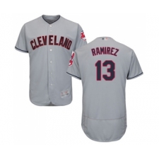 Men's Cleveland Indians #13 Hanley Ramirez Grey Road Flex Base Authentic Collection Baseball Jersey