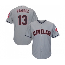 Men's Cleveland Indians #13 Hanley Ramirez Replica Grey Road Cool Base Baseball Jersey