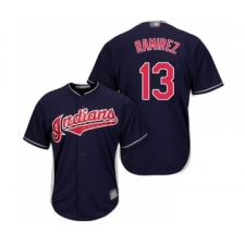 Men's Cleveland Indians #13 Hanley Ramirez Replica Navy Blue Alternate 1 Cool Base Baseball Jersey