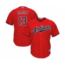 Men's Cleveland Indians #13 Hanley Ramirez Replica Scarlet Alternate 2 Cool Base Baseball Jersey