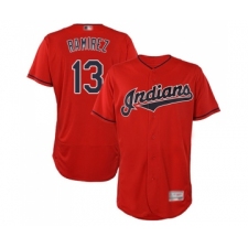 Men's Cleveland Indians #13 Hanley Ramirez Scarlet Alternate Flex Base Authentic Collection Baseball Jersey