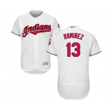 Men's Cleveland Indians #13 Hanley Ramirez White Home Flex Base Authentic Collection Baseball Jersey