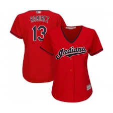 Women's Cleveland Indians #13 Hanley Ramirez Replica Scarlet Alternate 2 Cool Base Baseball Jersey