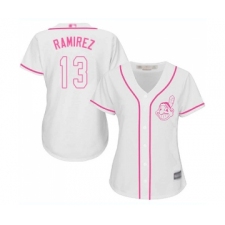 Women's Cleveland Indians #13 Hanley Ramirez Replica White Fashion Cool Base Baseball Jersey
