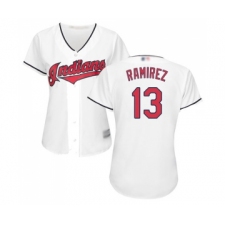 Women's Cleveland Indians #13 Hanley Ramirez Replica White Home Cool Base Baseball Jersey