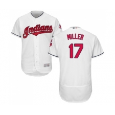 Men's Cleveland Indians #17 Brad Miller White Home Flex Base Authentic Collection Baseball Jersey