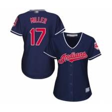 Women's Cleveland Indians #17 Brad Miller Replica Navy Blue Alternate 1 Cool Base Baseball Jersey