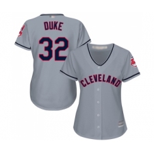 Women's Cleveland Indians #32 Zach Duke Replica Grey Road Cool Base Baseball Jersey