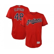 Men's Cleveland Indians #48 Tyler Clippard Scarlet Alternate Flex Base Authentic Collection Baseball Jersey