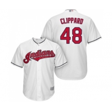Youth Cleveland Indians #48 Tyler Clippard Replica White Home Cool Base Baseball Jersey