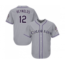 Men's Colorado Rockies #12 Mark Reynolds Replica Grey Road Cool Base Baseball Jersey