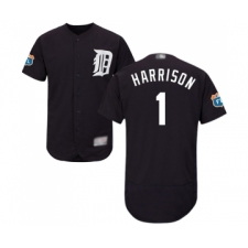 Men's Detroit Tigers #1 Josh Harrison Navy Blue Alternate Flex Base Authentic Collection Baseball Jersey