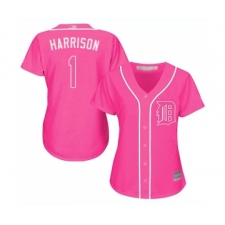 Women's Detroit Tigers #1 Josh Harrison Replica Pink Fashion Cool Base Baseball Jersey