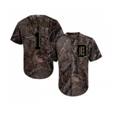 Youth Detroit Tigers #1 Josh Harrison Authentic Camo Realtree Collection Flex Base Baseball Jersey